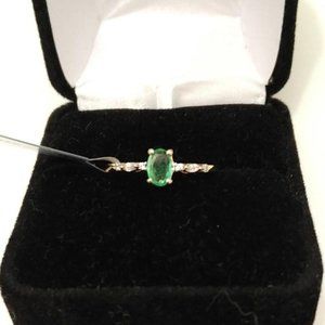 Genuine Columbian Emerald 9K Solid Gold Ring